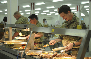 Troops in the dining facility in Camp Bastion [Picture: Lieutenant Commander Woodman RN, Crown copyright]