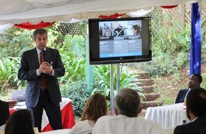 A participant speaks at the aid-funded business trade mission