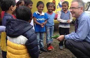 British High Commissioner with the children at MENCAFEP