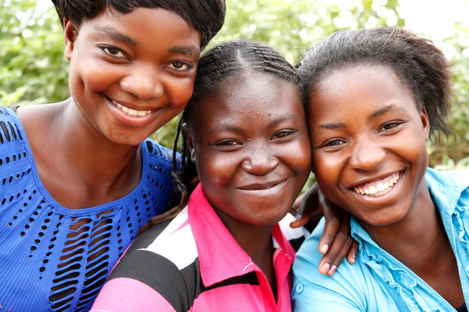 Sena with her friends she met through the weekly girls group meetings.