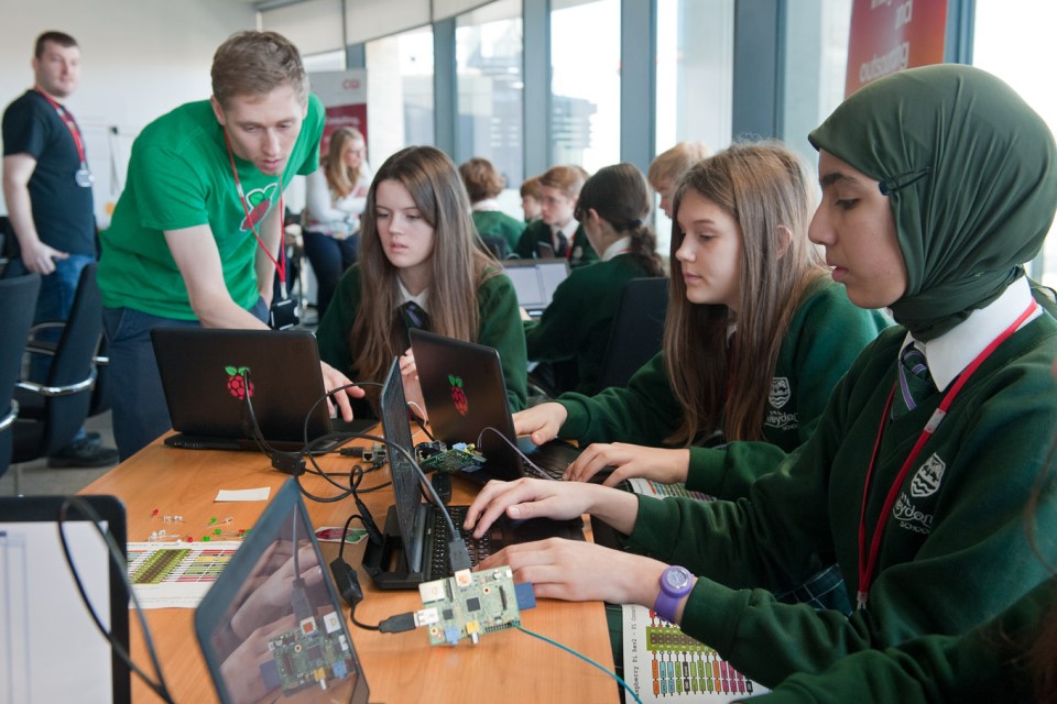 Students programming Pi's