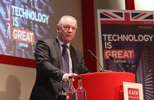 Francis Maude speaking at the cyber security event.