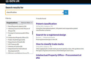 Screen shot of website search