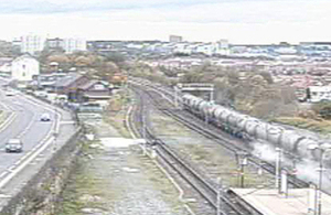 CCTV image of the wagon running derailed (image courtesy of DB Regio Tyne and Wear)