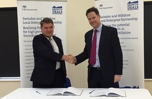 Nick Clegg at signing of Swindon and Wiltshire Growth Deal