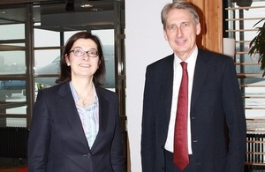 Ambassador Sarah Price and Foreign Secretary Philip Hammond.