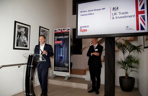 Grant Shapps MP addressing the Web Summit reception at the British Embassy in Dublin