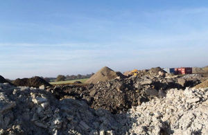 Piles of unsuitable soils taken to the site