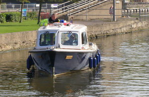 An Environment Agency waterways patrol of the River Medway in Kent
