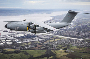 The RAF Atlas A400M aircraft 'City of Bristol' enroute to the city it's named after