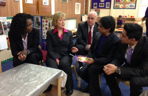 Economic Secretary meeting staff at Santander in Harrow