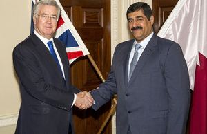 Michael Fallon with His Excellency General Hamad Bin Ali-Al Attiyah in London