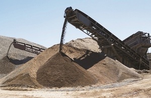 Conveyor belts moving gravel