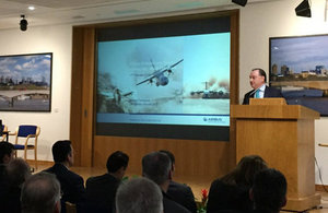 Richard Thompson, Head of ADS Military Air UK, delivering an overview of the Airbus Defence and Space business.