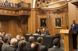 Andrea Leadsom speaking at Lloyd's of London