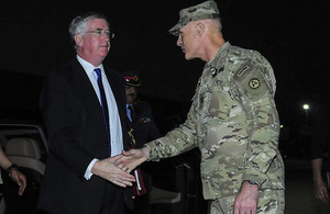 Defence Secretary Michael Fallon meets US Commander of the Combined Joint Task Force Lt General James Terry