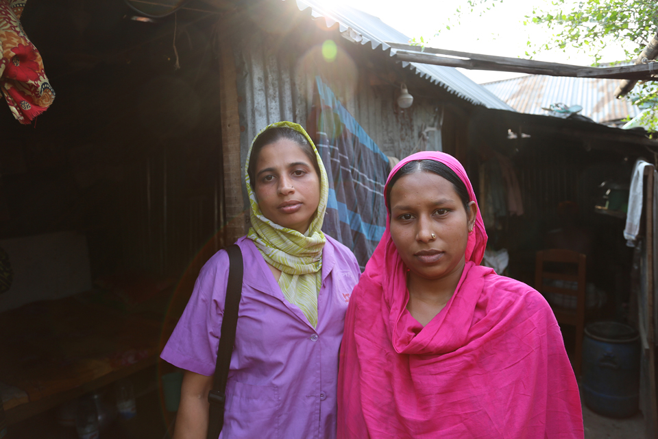 Helping to achieve a safe delivery: Parveen visits 21-year-old Horobala Begum who is 9 months pregnant with her second child. Picture: Ricci Coughlan/DFID