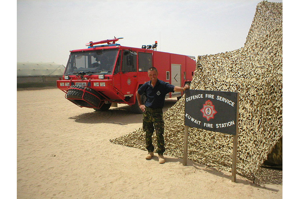 Len Harvey, seen on duty with the Defence Fire Service in the Gulf (All rights reserved.)