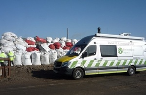 Environment Agency officers identifying waste at Bowbridge Road, Newark