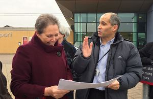 Baroness Kramer with Paul Lawrence, Stockport council director.