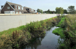 The flood wall at Trent Meadows, East Midlands