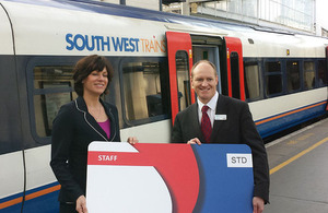 Claire Perry, Rail Minister and Tim Shoveller, Managing Director of South West Trains