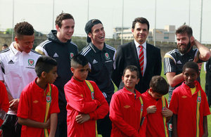 Wales National Football Team in Kick About with Children from Arab and Jewish Communities