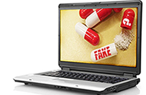 Medicines on a laptop