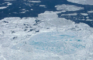 Ice melting in the Antarctic territory.