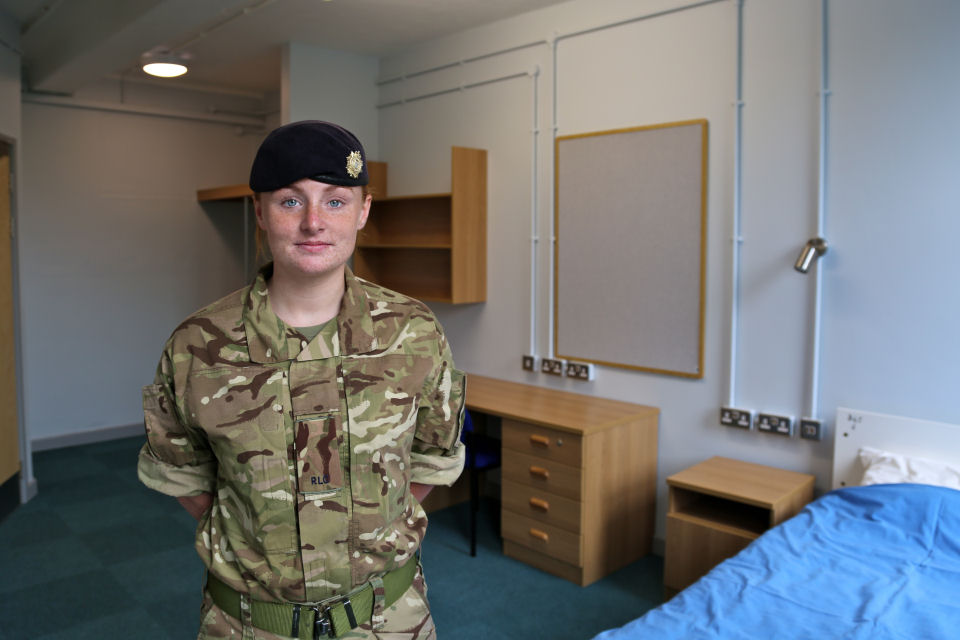 Pte Kathryn Beatt 4 Armoured Medical Regiment chef in one of the newly refurbished rooms