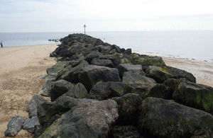 Rock groynes on Clacton beach