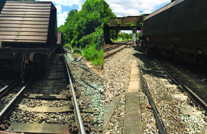 Images showing derailed vehicles at Angerstein junction (courtesy of Network Rail)