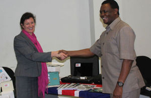 Acting High Commissioner, Penny Smith hands over aviation security equipment to Tanzania Civil Aviation Authority Director General, Mr Charles Chacha