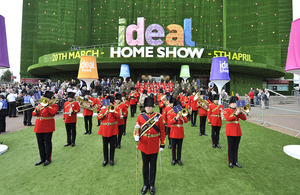 A military band opens last year's Ideal Home Show