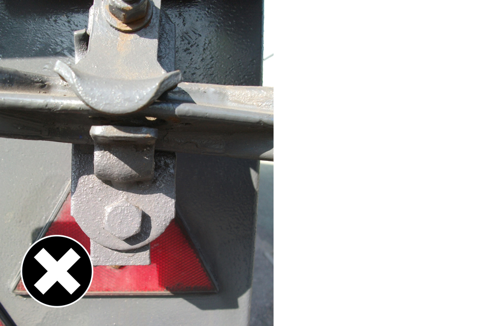 Not allowed: reflector obscured by locking equipment.
