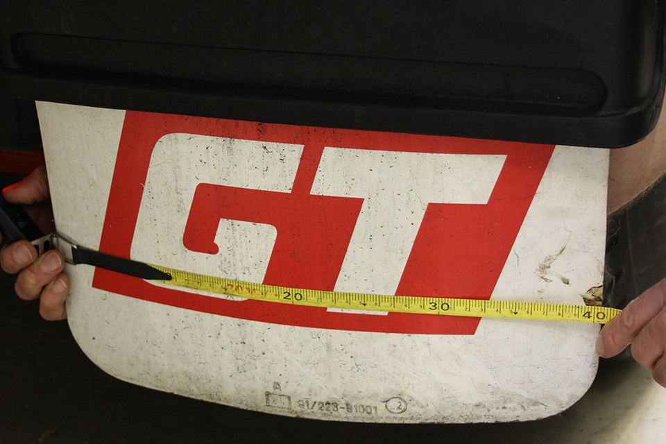 DVSA will measure the width of the spray suppression