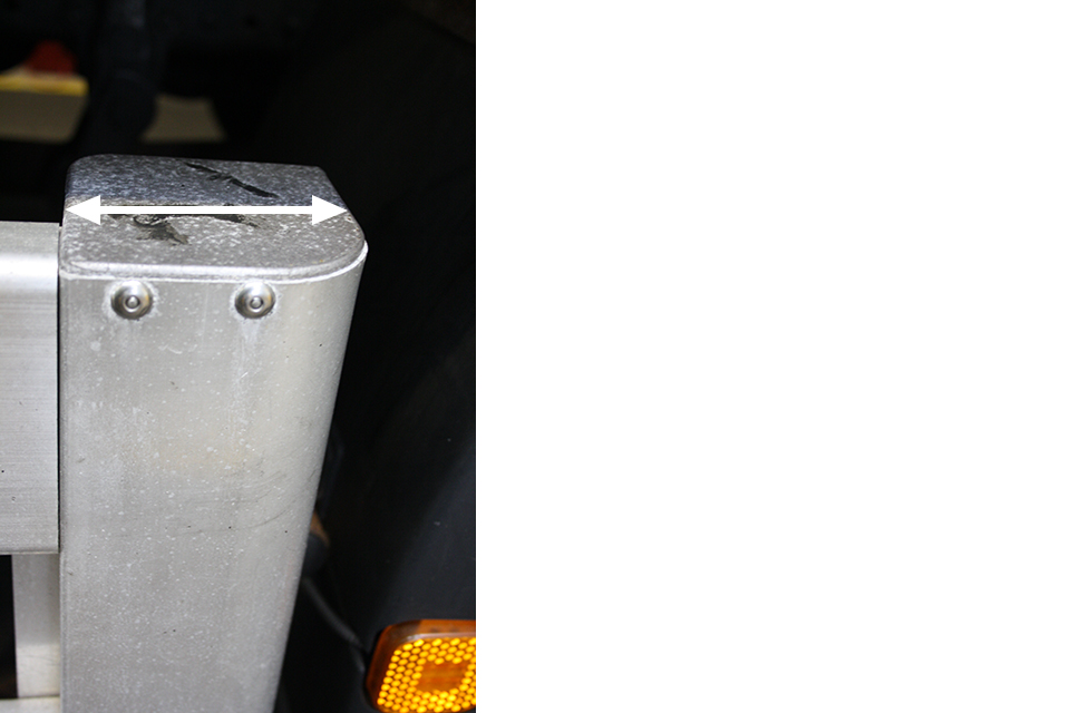 DVSA measure the size of the vertical forward facing leg.