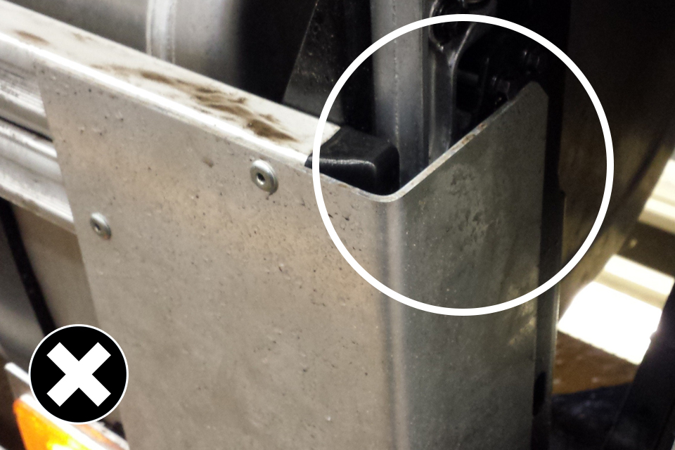 Not allowed: facing edge isn't 100mm in depth and has a non radiused edge.