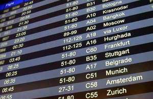 Picture of airport flight arrivals screen