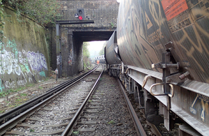 Image of derailed train at Angerstein Junction