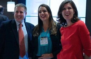 Matt Brown, Linguaphone Group, Alexandra Bortoluzzo, Marketing Director, Grupo Prepara and Joanna Crellin, Consul General, Sao Paulo