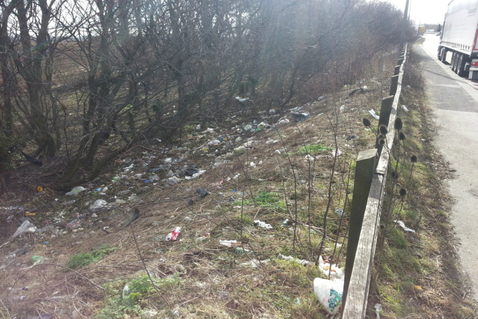 Litter on the motorway