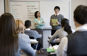 student giving presentation