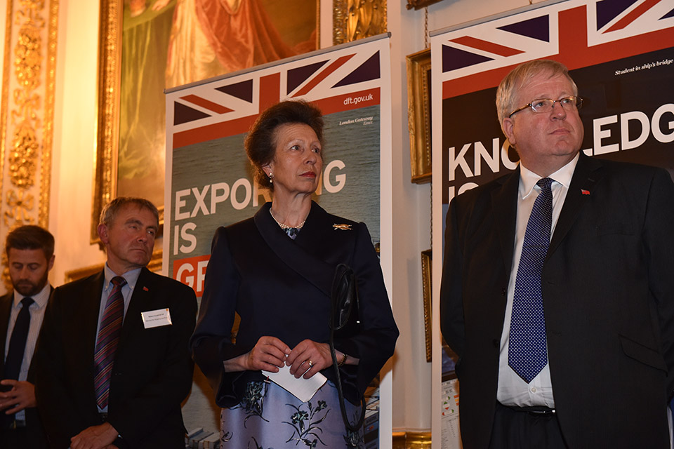 Robert Goodwill, Her Royal Highness The Princess Royal and Patrick McLoughlin at the reception.