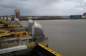 Thames Barrier with the gates closed.