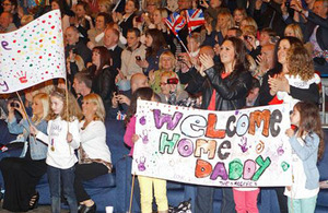 Friends and families gathered to welcome home the gunners of 2 Squadron RAF Regiment