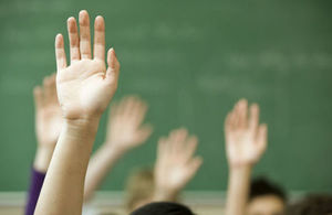 Hands up in classroom
