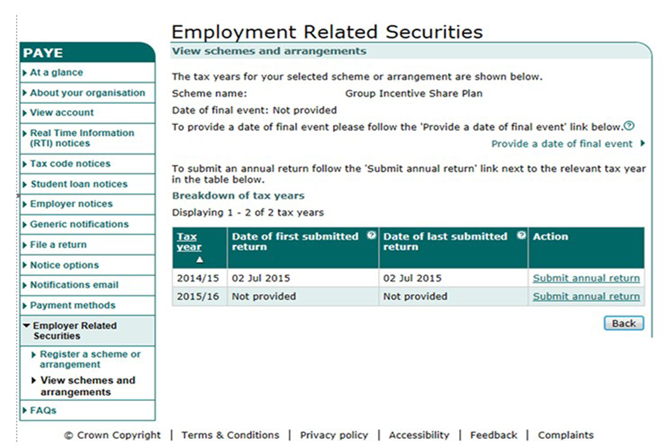 Employment Related Securities example 2