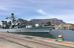 HMS Lancaster docked at the V&A Waterfront in Cape Town