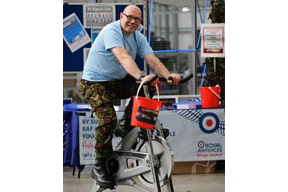 An airman clocks up miles and money for charity at RAF Leeming 